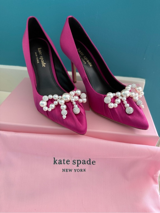 kate spade Shoes - Kate Spade Elodie Fuchsia Satin and Pearl Embellished Pointed-Toe Pumps